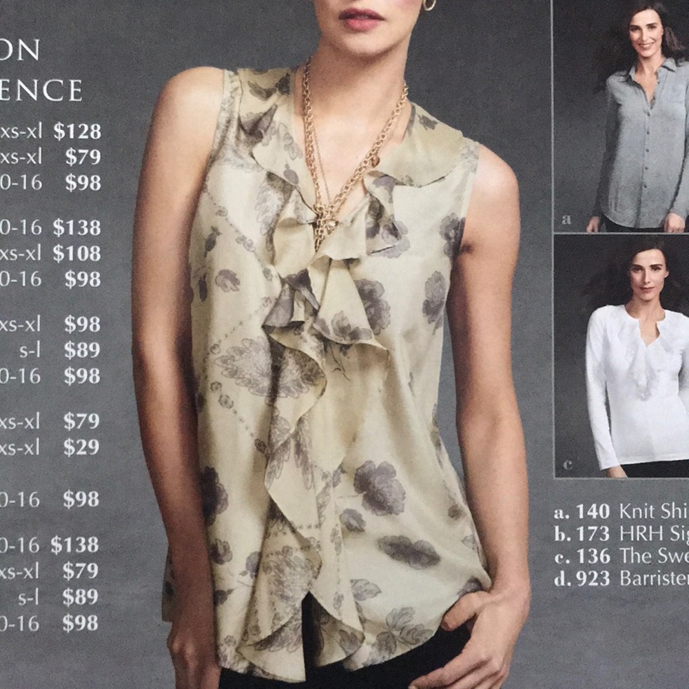 CAbi Tranquil Floral Ruffled Sleeveless Blouse